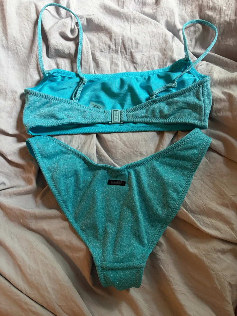 triangl swimwear Teal Sparkle Bandeau Bikini Set